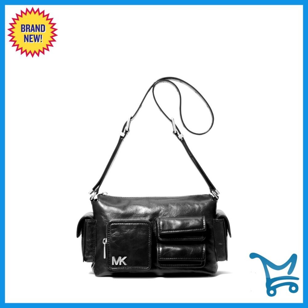 Leather Shoulder Bag with Multiple Pockets, Adjustable Strap